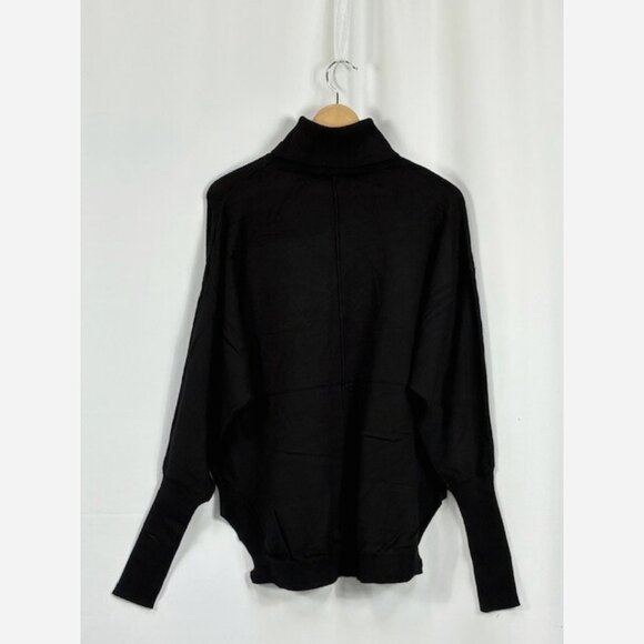 Black Turtleneck Sweater with Dolman Sleeves - Picture 7 of 9